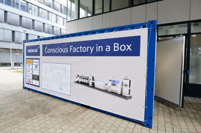 PHOTO released by Nokia at the launch of Factory in a Box in February 2018