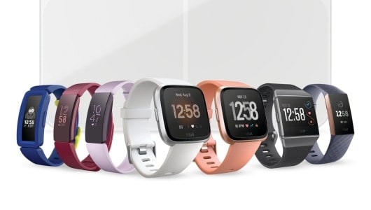 Render of 2019 Q1 Fitbit product family, with Aria 2