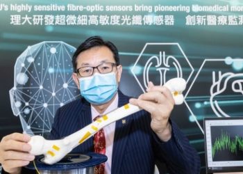 Professor Hwa-yaw TAM, Chair Professor of Photonics and Head of the Department of Electrical Engineering, PolyU, and his team made a research breakthrough by developing their novel fibre optic sensors based on an advanced plastic material, opening new possibilities for medical applications.
