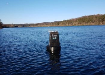 NSW DPI sensor buoy on the Clyde River near Batemans Bay. Photo: Matthew Pierce