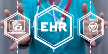 Medical concept of EHR Electronic Health Record.