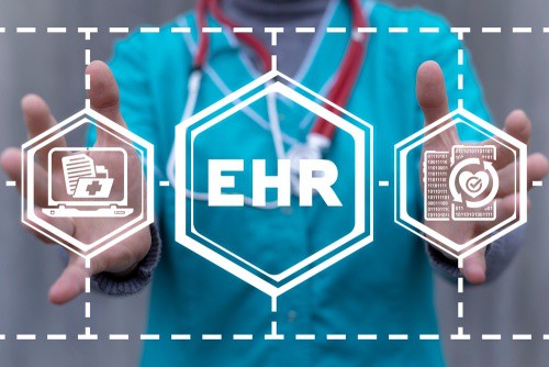 Medical concept of EHR Electronic Health Record.
