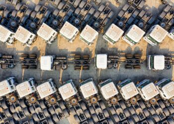 Photo by Tom Fisk: https://www.pexels.com/photo/aerial-photography-of-parked-trucks-3245123/