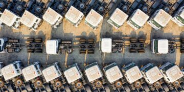 Photo by Tom Fisk: https://www.pexels.com/photo/aerial-photography-of-parked-trucks-3245123/