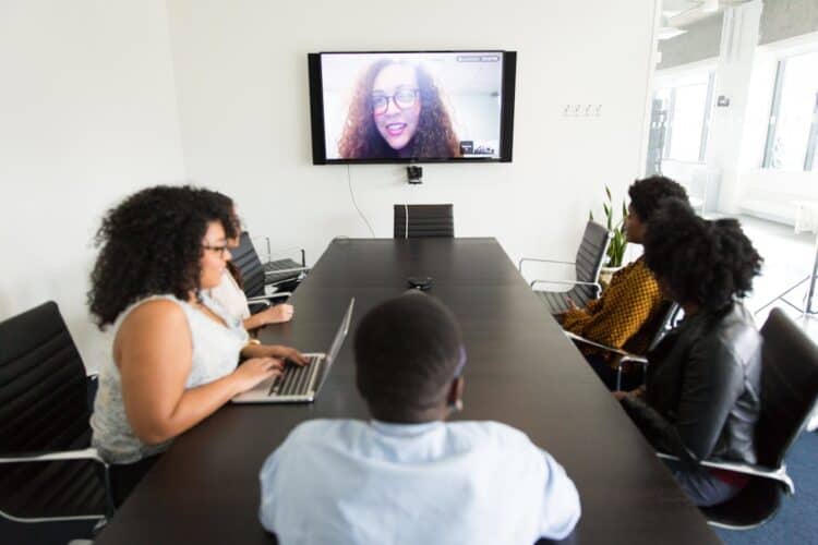 Photo by Christina Morillo: https://www.pexels.com/photo/diverse-coworkers-having-online-conference-in-modern-office-1181745/