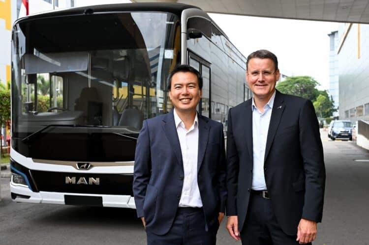 (From left) Hoe Yeen Teck  of ST Engineering and Alexander Vlaskamp of MAN Truck & Bus