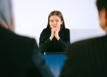 Photo by Anna Shvets: https://www.pexels.com/photo/woman-in-black-blazer-sitting-being-interview-4226118/