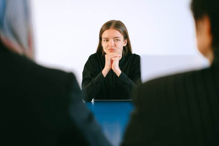 Photo by Anna Shvets: https://www.pexels.com/photo/woman-in-black-blazer-sitting-being-interview-4226118/