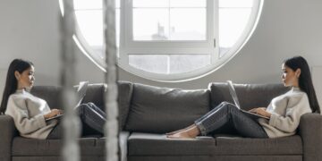 Photo by Pavel Danilyuk: https://www.pexels.com/photo/a-reflection-of-a-woman-using-laptop-while-sitting-on-sofa-7190925/