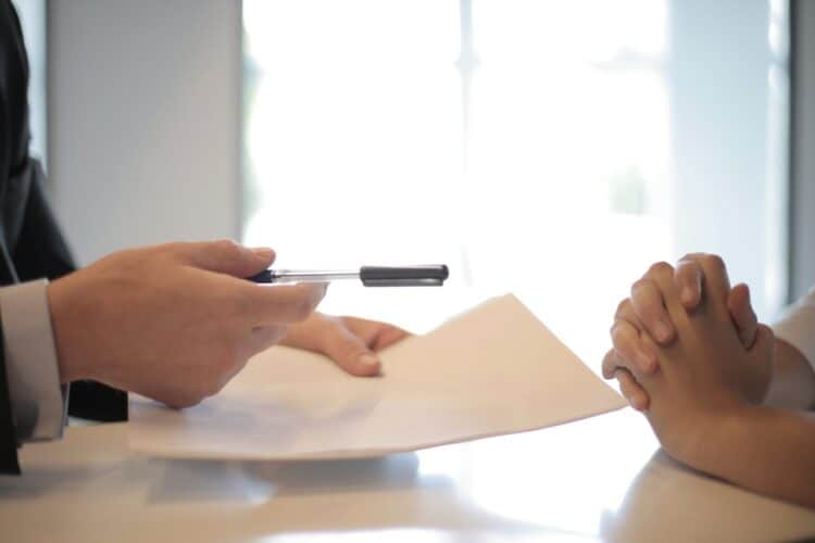 Photo by Andrea Piacquadio: https://www.pexels.com/photo/crop-businessman-giving-contract-to-woman-to-sign-3760067/