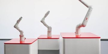ABB is expanding its robotics portfolio in China with three new robot families: Lite+, IRB 1200 and PoWa (left to right)