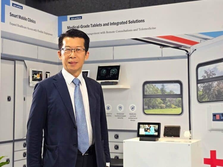 MC Chiang, VP of the iService Sector, Advantech with AIoT-based digital management systems